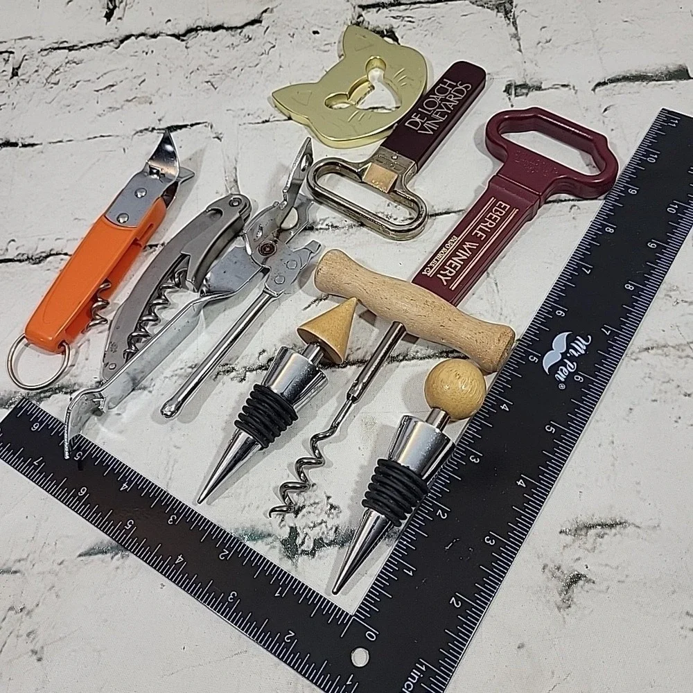 Vintage Corkscrew Bottle Openers Stoppers Barware‎ Gadgets Mixed Lot Of 9